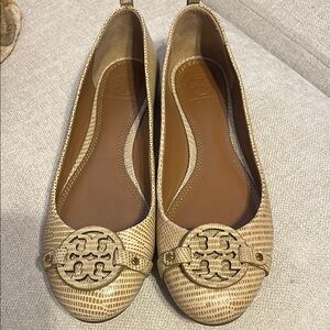 Tory Burch Tan Ballet Flats in like new condition never wore.